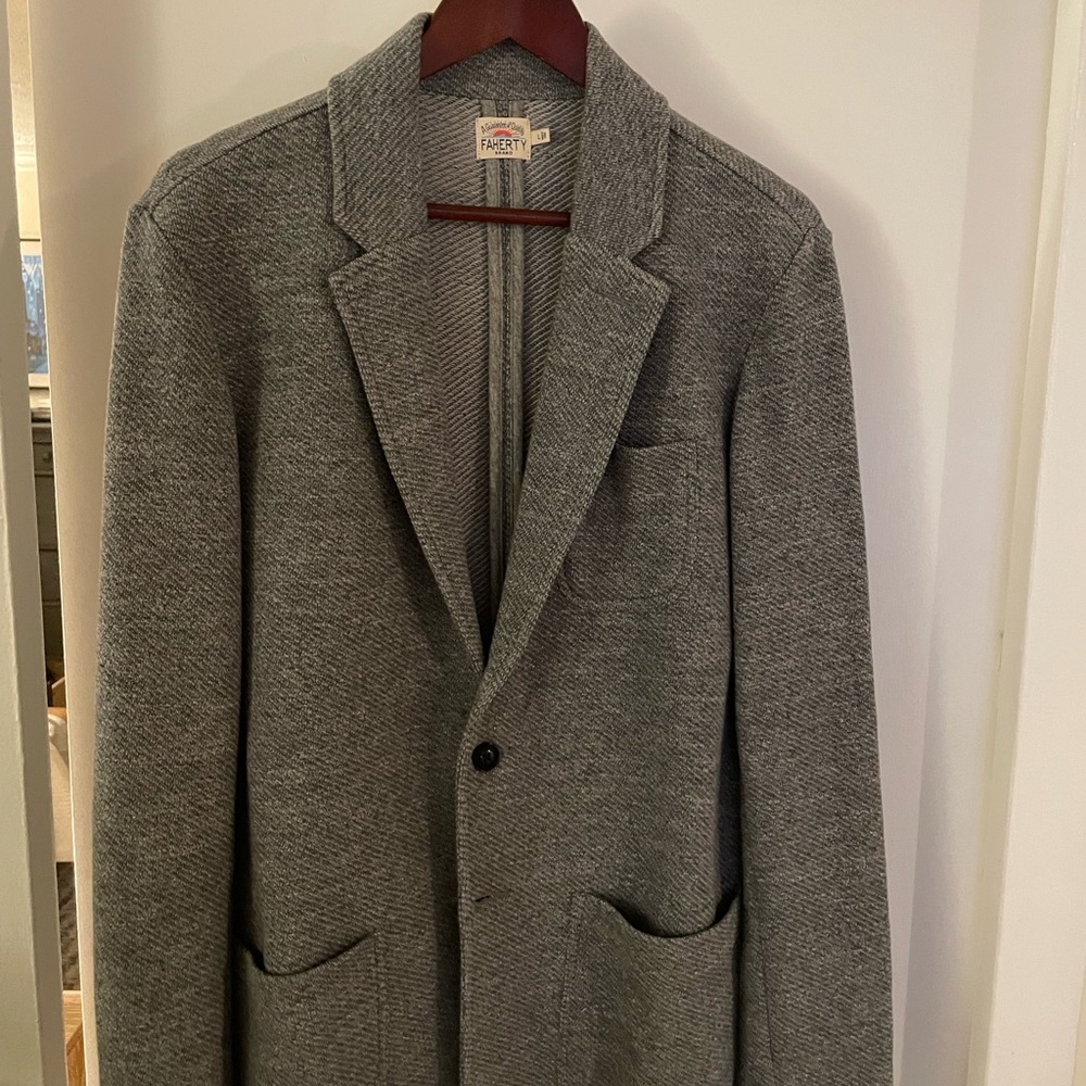 Faherty Gray Knit Men's Cardigan Blazer